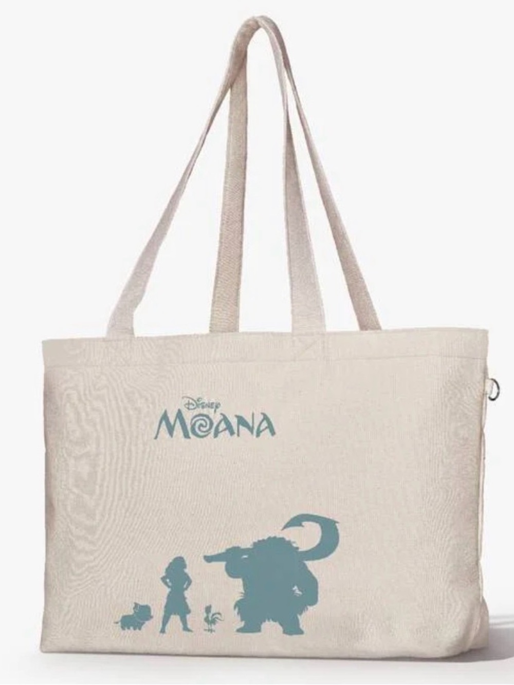 Pandora Disney Reversible Moana Canvas Tote Bag in Natural with Teal Print